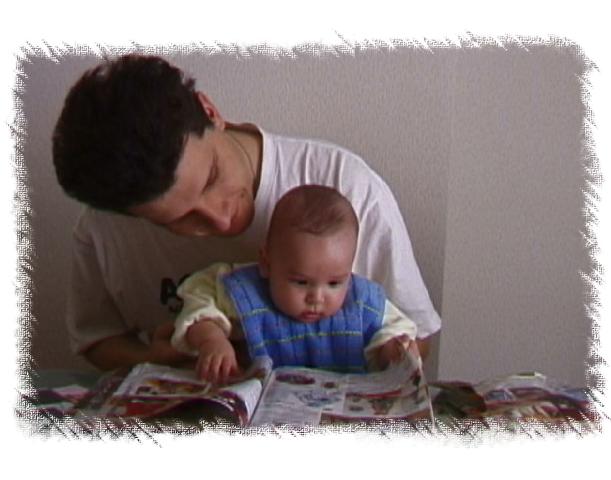 Reading magazine with Papa